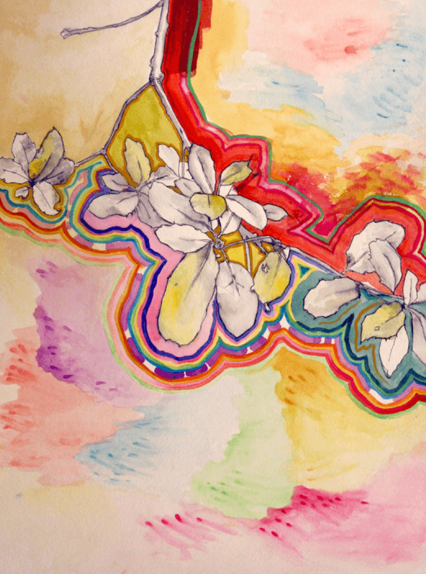 rainbow watercolor leaves