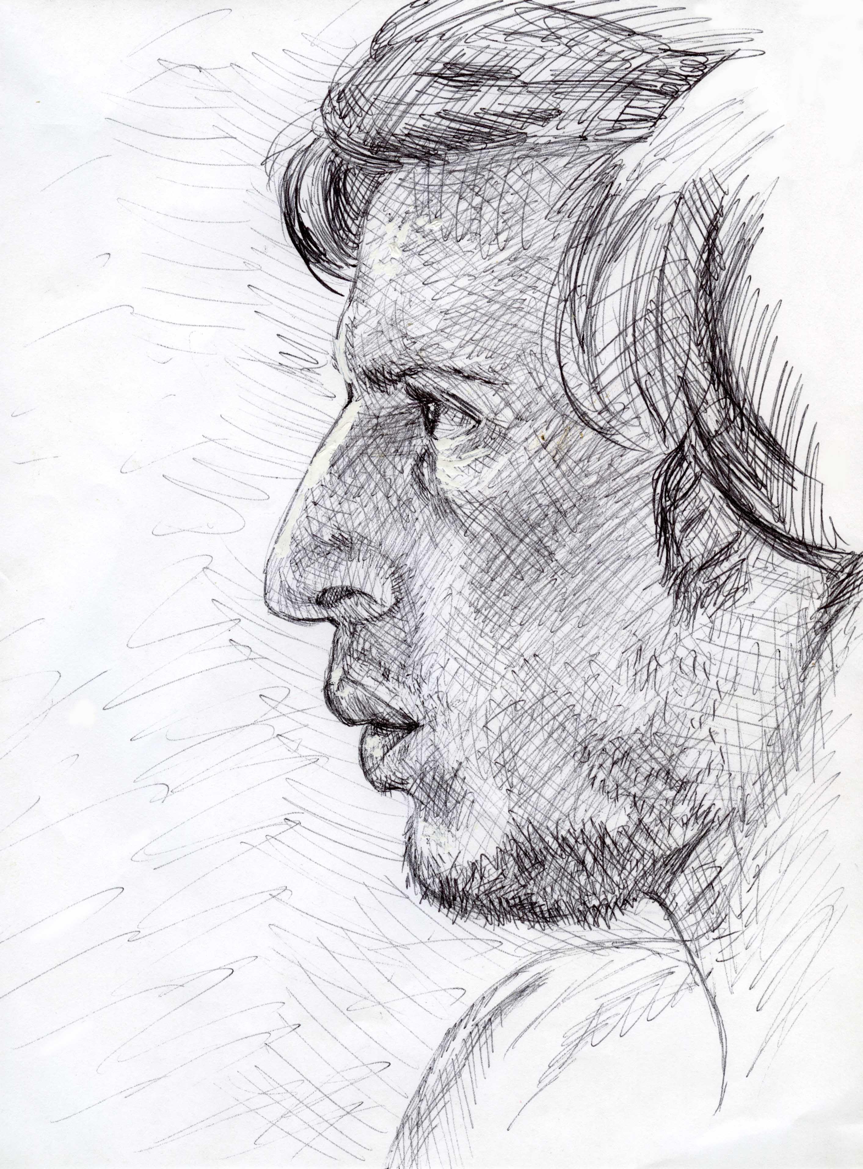 pen portrait drawing of friend